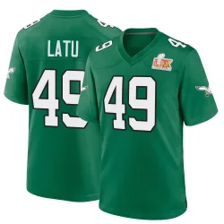 Men's Cameron Latu Philadelphia Eagles No.49 Game Kelly Alternate Super Bowl LIX Jersey - Green