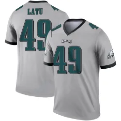Men's Cameron Latu Philadelphia Eagles No.49 Legend Silver Inverted Jersey