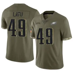 Men's Cameron Latu Philadelphia Eagles No.49 Limited 2022 Salute To Service Jersey - Olive