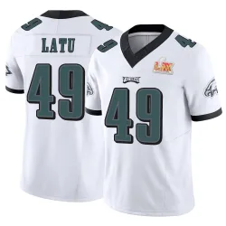 Men's Cameron Latu Philadelphia Eagles No.49 Limited Vapor F.U.S.E. Super Bowl LIX Jersey - White