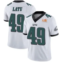 Men's Cameron Latu Philadelphia Eagles No.49 Limited Vapor Untouchable Super Bowl LIX Jersey - White