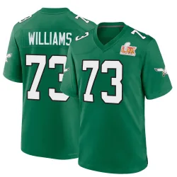 Men's Cameron Williams Philadelphia Eagles No.73 Game Kelly Alternate Super Bowl LIX Jersey - Green