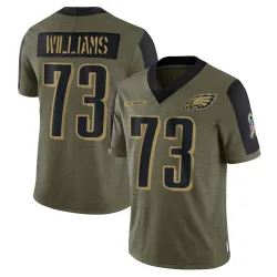 Men's Cameron Williams Philadelphia Eagles No.73 Limited 2021 Salute To Service Jersey - Olive