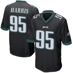 Men's Charles Harris Philadelphia Eagles No.95 Game Alternate Jersey - Black