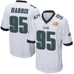 Men's Charles Harris Philadelphia Eagles No.95 Game Super Bowl LIX Jersey - White
