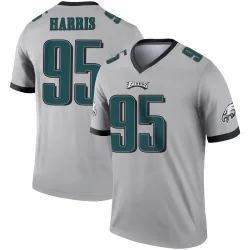 Men's Charles Harris Philadelphia Eagles No.95 Legend Silver Inverted Jersey