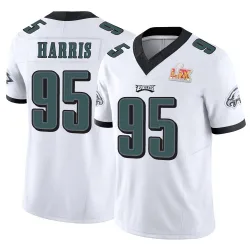 Men's Charles Harris Philadelphia Eagles No.95 Limited Vapor F.U.S.E. Super Bowl LIX Jersey - White
