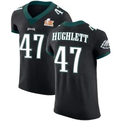 Men's Charley Hughlett Philadelphia Eagles No.47 Elite Alternate Vapor Untouchable Super Bowl LIX Jersey - Black