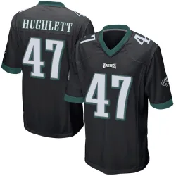 Men's Charley Hughlett Philadelphia Eagles No.47 Game Alternate Jersey - Black