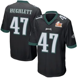 Men's Charley Hughlett Philadelphia Eagles No.47 Game Alternate Super Bowl LIX Jersey - Black