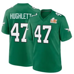 Men's Charley Hughlett Philadelphia Eagles No.47 Game Kelly Alternate Super Bowl LIX Jersey - Green