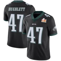 Men's Charley Hughlett Philadelphia Eagles No.47 Limited Alternate Vapor Untouchable Super Bowl LIX Jersey - Black