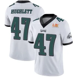 Men's Charley Hughlett Philadelphia Eagles No.47 Limited Vapor Untouchable Super Bowl LIX Jersey - White