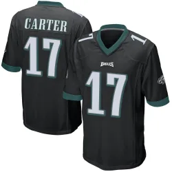 Men's Cris Carter Philadelphia Eagles No.17 Game Alternate Jersey - Black