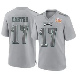 Men's Cris Carter Philadelphia Eagles No.17 Game Atmosphere Fashion Super Bowl LIX Jersey - Gray