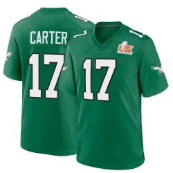 Men's Cris Carter Philadelphia Eagles No.17 Game Kelly Alternate Super Bowl LIX Jersey - Green