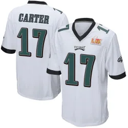 Men's Cris Carter Philadelphia Eagles No.17 Game Super Bowl LIX Jersey - White