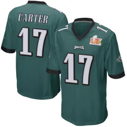 Men's Cris Carter Philadelphia Eagles No.17 Game Team Color Super Bowl LIX Jersey - Green