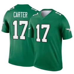 Men's Cris Carter Philadelphia Eagles No.17 Legend Kelly Alternate Jersey - Green
