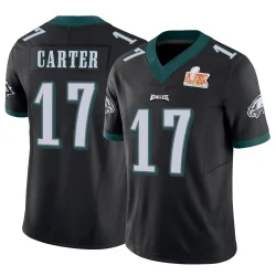 Men's Cris Carter Philadelphia Eagles No.17 Limited Vapor F.U.S.E. Super Bowl LIX Jersey - Black