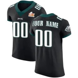 Men's Custom Philadelphia Eagles No.00 Elite Alternate Vapor Untouchable Super Bowl LIX Jersey - Black