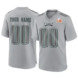 Men's Custom Philadelphia Eagles No.00 Game Atmosphere Fashion Super Bowl LIX Jersey - Gray