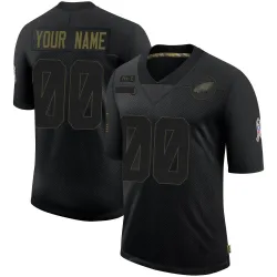 Men's Custom Philadelphia Eagles No.00 Limited 2020 Salute To Service Jersey - Black