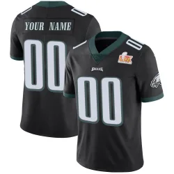 Men's Custom Philadelphia Eagles No.00 Limited Alternate Vapor Untouchable Super Bowl LIX Jersey - Black