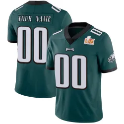 Men's Custom Philadelphia Eagles No.00 Limited Midnight Team Color Vapor Untouchable Super Bowl LIX Jersey - Green