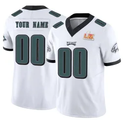 Men's Custom Philadelphia Eagles No.00 Limited Vapor F.U.S.E. Super Bowl LIX Jersey - White