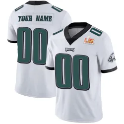 Men's Custom Philadelphia Eagles No.00 Limited Vapor Untouchable Super Bowl LIX Jersey - White
