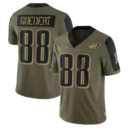 Men's Dallas Goedert Philadelphia Eagles No.88 Limited 2021 Salute To Service Jersey - Olive