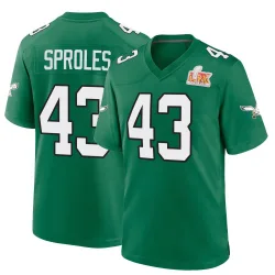 Men's Darren Sproles Philadelphia Eagles No.43 Game Kelly Alternate Super Bowl LIX Jersey - Green