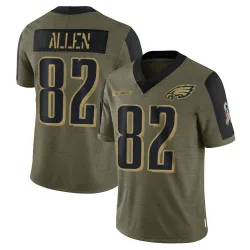 Men's Devon Allen Philadelphia Eagles No.82 Limited 2021 Salute To Service Jersey - Olive