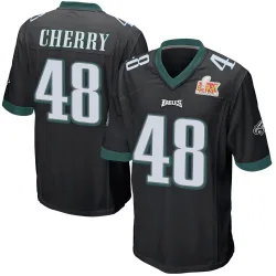 Men's Don Cherry Philadelphia Eagles No.48 Game Alternate Super Bowl LIX Jersey - Black