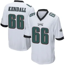 Men's Drew Kendall Philadelphia Eagles No.66 Game Jersey - White