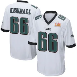 Men's Drew Kendall Philadelphia Eagles No.66 Game Super Bowl LIX Jersey - White