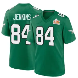 Men's E.J. Jenkins Philadelphia Eagles No.84 Game Kelly Alternate Super Bowl LIX Jersey - Green
