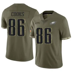 Men's Elijah Cooks Philadelphia Eagles No.86 Limited 2022 Salute To Service Jersey - Olive