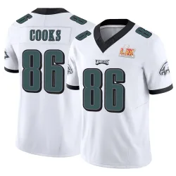 Men's Elijah Cooks Philadelphia Eagles No.86 Limited Vapor F.U.S.E. Super Bowl LIX Jersey - White