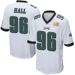 Men's Gabe Hall Philadelphia Eagles No.96 Game Super Bowl LIX Jersey - White