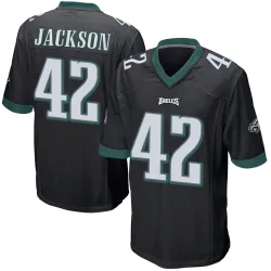 Men's Giles Jackson Philadelphia Eagles No.42 Game Alternate Jersey - Black