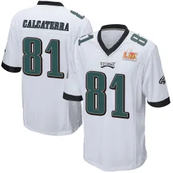 Men's Grant Calcaterra Philadelphia Eagles No.81 Game Super Bowl LIX Jersey - White