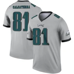 Men's Grant Calcaterra Philadelphia Eagles No.81 Legend Silver Inverted Jersey