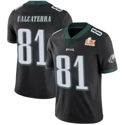 Men's Grant Calcaterra Philadelphia Eagles No.81 Limited Alternate Vapor Untouchable Super Bowl LIX Jersey - Black
