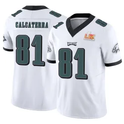 Men's Grant Calcaterra Philadelphia Eagles No.81 Limited Vapor F.U.S.E. Super Bowl LIX Jersey - White