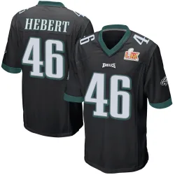 Men's Griffin Hebert Philadelphia Eagles No.46 Game Alternate Super Bowl LIX Jersey - Black