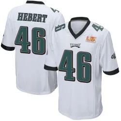 Men's Griffin Hebert Philadelphia Eagles No.46 Game Super Bowl LIX Jersey - White