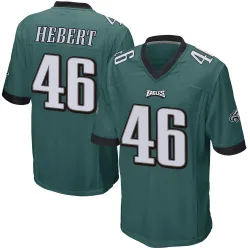 Men's Griffin Hebert Philadelphia Eagles No.46 Game Team Color Jersey - Green
