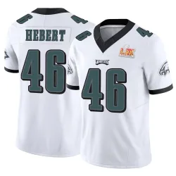 Men's Griffin Hebert Philadelphia Eagles No.46 Limited Vapor F.U.S.E. Super Bowl LIX Jersey - White